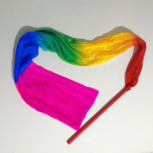 幼儿园舞蹈彩带飘带带棒春英广场舞彩绸甩绸红绸成人儿童七彩绸带