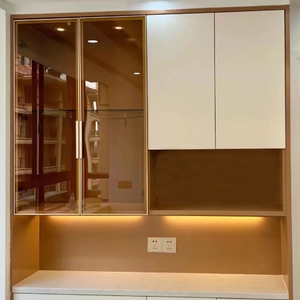 极简轻奢铝合金书柜酒柜玻璃门透明橱柜门长虹衣柜玻璃对开门定制