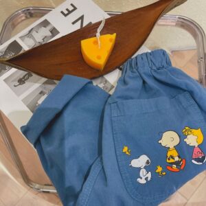 辰妈儿童裤子2021夏新款男女童卡通口袋休闲裤宝宝韩版潮裤垮裤