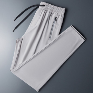 高端丝滑男裤子夏季超薄垂感速干空调裤锦纶氨纶浅色运动休闲长裤