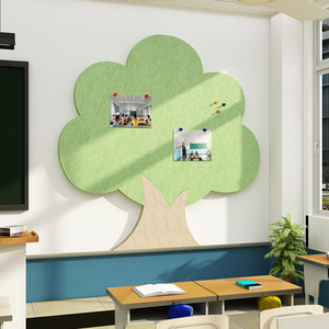 班级布置教室文化墙贴装饰毛毡公告栏展示板初中黑板报材料心愿树