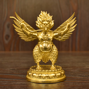 纯铜 大鹏金翅鸟佛像 仿尼泊尔密宗鎏金金翅大鹏鸟佛像高9cm