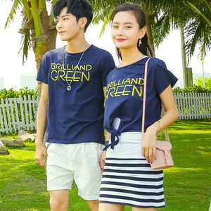 专卖店天猫不一样的情侣装你衣我裙夏韩版显瘦中长款裙子t恤夏装