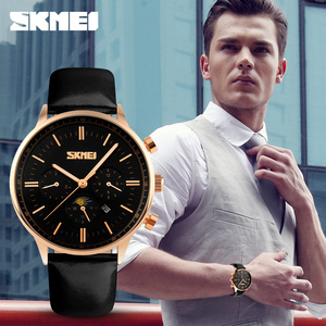 我的前半生靳东贺涵同款手表男秒表六针真皮表带防水运动多功能