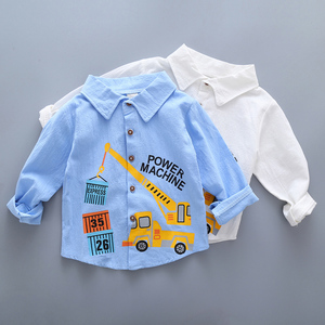 男童长袖衬衣儿童婴儿小童棉衬衫2022夏季外套宝宝韩版衬衫薄款