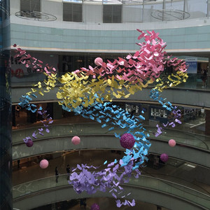 仿真蝴蝶成串挂饰中空吊挂春季美陈布置道具4s店装饰商场中庭吊饰
