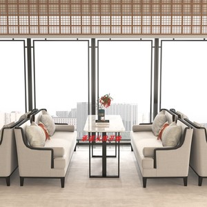售楼处洽谈沙发组合酒店美容院大堂接待区卡座桌椅新中式茶楼家具