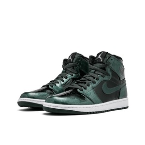 air jordan 1 aj1 mid 黑绿墨绿漆皮中帮男子篮球鞋 332550-300