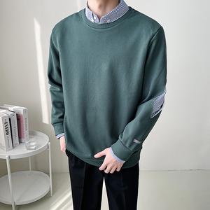 twenty five 春秋新款假两件卫衣男韩版潮流休闲男士衬衫领上衣服