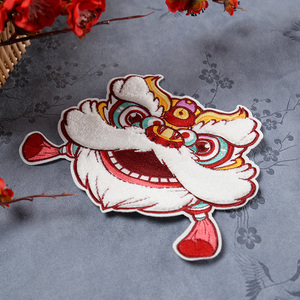 老虎虎头绣花布贴汉服中国风装饰家居布艺绣片需缝制包邮