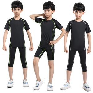 儿童运动紧身衣训练服套装篮球足球体操速干衣五分田径跑步七分裤