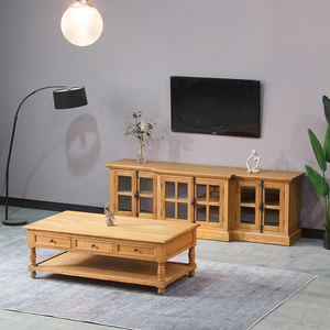 美式实木电视柜外贸原单天地锁小户型橡木出口轻奢现代客厅原木