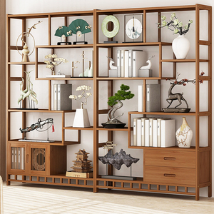 博古架中式多宝阁茶叶展示柜非实木摆件柜茶具置物架客厅一件代发