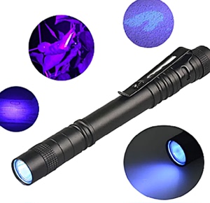 LED笔夹铝合金小手电筒验宠物尿渍验钞荧光剂检测笔395紫光笔灯