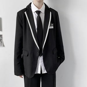 jk制服套装秋冬日系学院风本佐中黑色西装外套男子dk西服三件套装