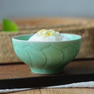龙泉青瓷家用碗4.5英寸陶瓷米饭碗中式餐具家用莲花碗创意碗餐具