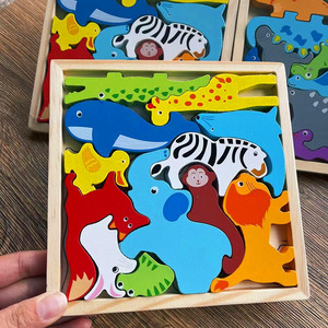 儿童益智动物大象立体拼图木质拼板宝宝智力开发玩具2-3-4-5-6岁