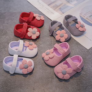春秋0-1岁婴幼儿步前鞋女童学步布鞋3-6-12个月软底女宝宝公主鞋