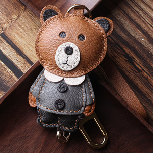 福猫 小熊包包挂件皮质diy手工高级感装饰小众可爱精致钥匙配饰女