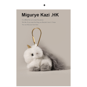 MIGURYE KAZI可爱毛绒獭兔毛独角兽包包挂件精致公仔玩偶挂饰礼物