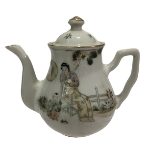 民国名家傅义祥造粉彩仕女图人物茶壶古董古玩瓷器真品老物件花瓶