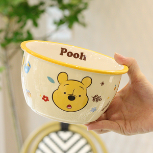迪士尼网红奶黄色维尼熊餐具个性可爱抖音同款米饭碗手柄碗全系列