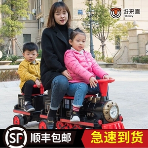 儿童电动小火车可坐人亲子车四轮男女宝宝汽车双人大号遥控玩具车