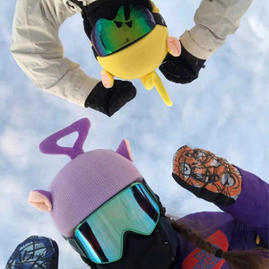 滑雪头盔套毛线软盔雪帽雪盔头套雪帽天线宝宝装饰头盔罩童年帽子