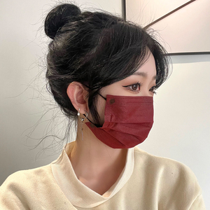 酒红色一次性口罩女高颜值紫色2024新款网红成人结婚黑色女士粉色