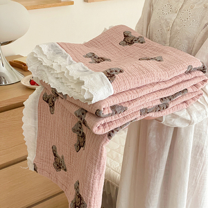 韩国全棉纱布毛巾被子纯棉成人夏季盖毯双层纱夏凉被空调被可机洗
