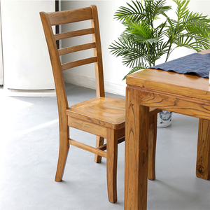 榆木餐桌椅子实木家用书房美式设计师家具现代简约休闲原木靠背椅