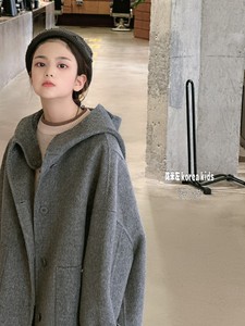 韩国代购童装女童双面羊绒大衣2023儿童秋冬装男童保暖呢子外套潮