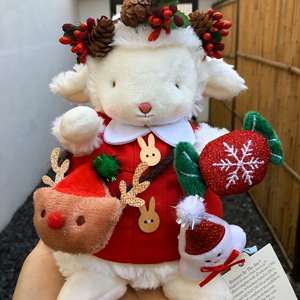 美国正版bunnies by the bay小羊公仔毛绒玩具玩偶圣诞花环礼物女