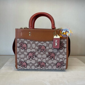 coach蔻驰提花编织大象小象rogue 25号肉鸽斜跨包手袋c6165