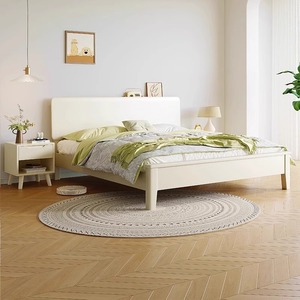 帝伊印象北欧实木床白色现代简约1.5米1.2米单双人床小户型奶油风