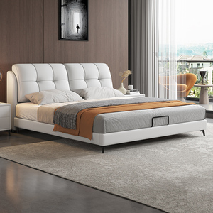 东方心真皮床现代简约储物1.5米高箱科技布床轻奢主卧1.8米双人床