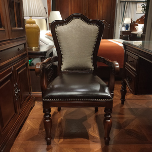 仁豪家居摩迪卡第五大道家具书椅c-2909bg美式全实木皮布