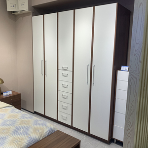 红苹果居然之家板式五门衣柜,颜色可选,银色把手进口五金