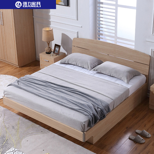 强力家具现代简约床低箱床轻奢现代储物床卧室床实木床双人床