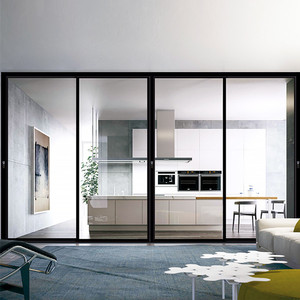 富轩门窗轻奢极简窄边铝合金客厅推拉门隔断会议室隐形移门厨房用