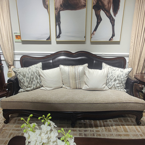 仁豪家居摩迪卡系列2917沙发真皮 布艺经典简美风格皮布结合舒适