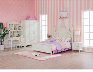 松堡王国 水晶球儿童床sp-a-gc038l芬兰松象牙白 米白软包