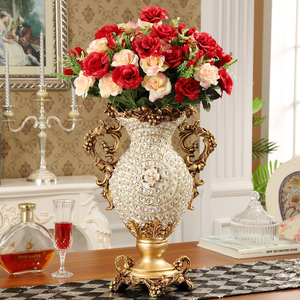 创意复古树脂欧式花瓶 家居装饰工艺品客厅餐厅桌面花插花器摆件