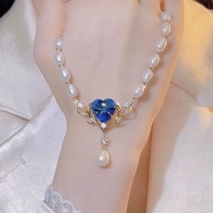 빅토리아 곰돌이 韩国顶奢 时尚一鹿相伴海洋之心淡水珍珠项链