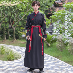 原创正版秋冬唐制黑色白色汉服男古装中国风武侠古风剑客学生套装