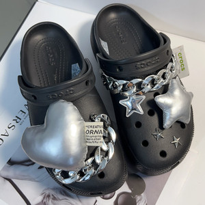 Y2k洞洞鞋配饰crocs鞋面装饰电镀银色链子鞋花甜酷辣妹风暗黑鞋扣