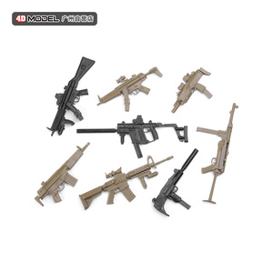 正版4D拼装1/6兵人武器枪械模型摆件8款MP5冲锋枪UZI军事玩具枪模