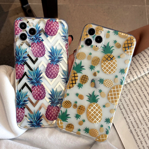 日韩电镀菠萝水果适用iphone11pro苹果xsmax透明xr手机壳7p/6p/8p