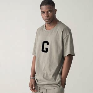 fear of god fog第七季主线g字母印花短袖男夏季宽松纯棉潮牌t恤