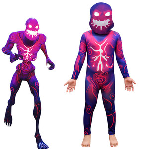 儿童万圣节服装游戏堡垒之夜cos fortnite cosplay连体紧身衣面具